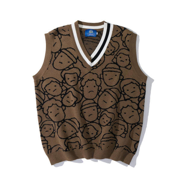 Men Printing Sleeveless Sweater