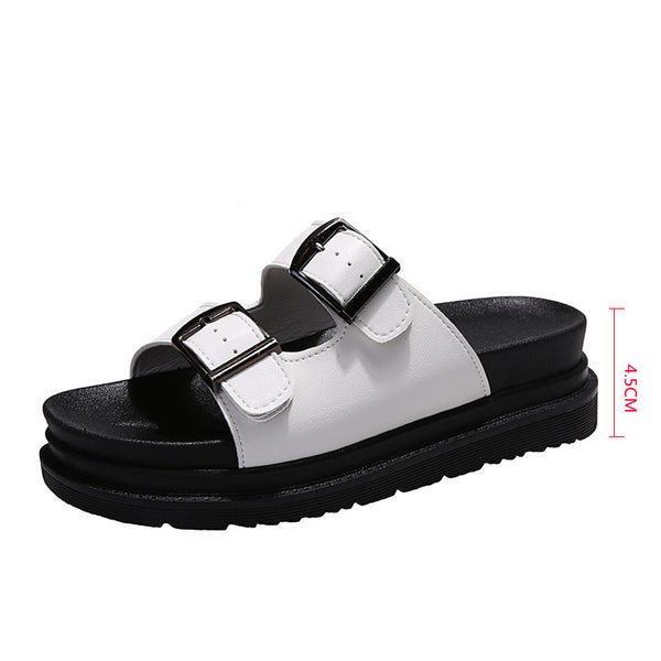 Adjustable Double Buckle Platform Sandals