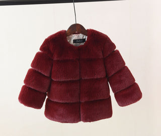 Buy red Kids Faux Fur Cotton Coat