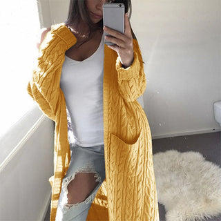 Buy yellow Long Double Pocket Full Body Twist Cardigan