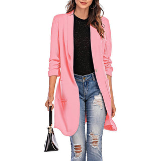 Buy pink One Button Long Cardigan Blazer