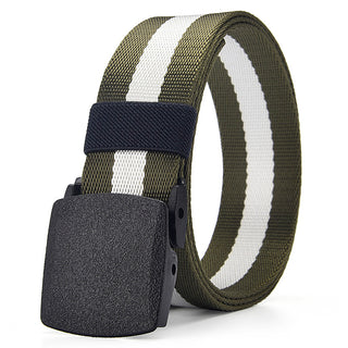 Buy green-white Men Canvas Automatic Buckle Outdoor Belt