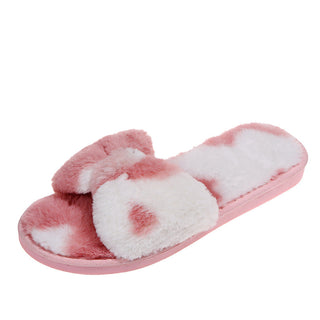 Buy pink Women Casual Bowknot Plush Slip-on Slippers