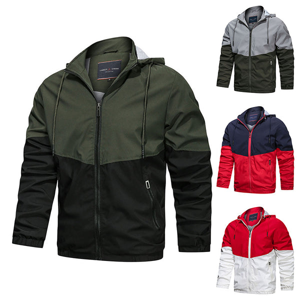 Men Hooded Stand Collar Casual Jacket