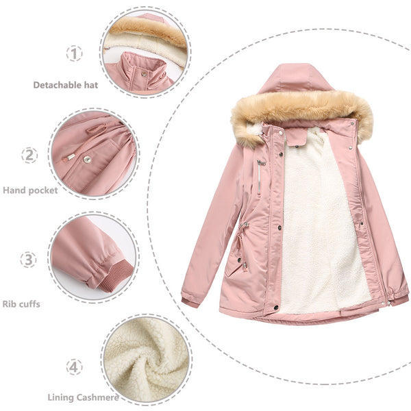 Women Detachable Hooded Winter Jackets