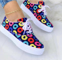 Women Lace-up Print Canvas Fashion Sneakers