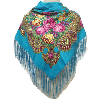 Buy blue Women Ethnic Style Baotou Scarf Shawl