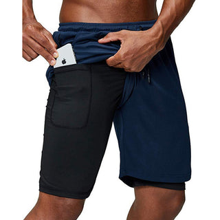 Buy navy-blue Men Double Layer Shorts