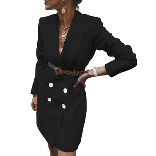 Buy black Mid-Length Commuter Blazer Dress