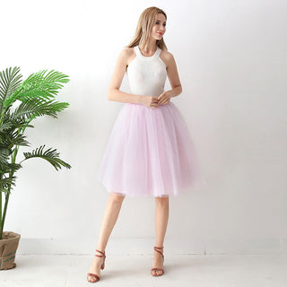 Buy pink Puff Pleated Mesh A-Line Skirt