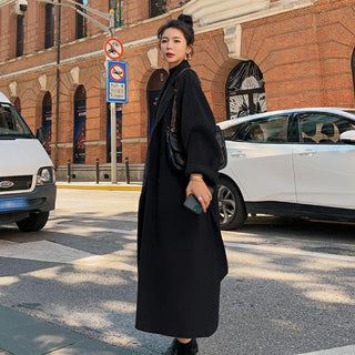 Buy black Women Woolen Blazer Trench Coat