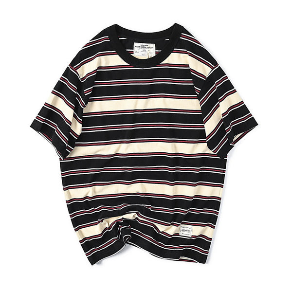 Men Cotton Round Neck Striped T-Shirt