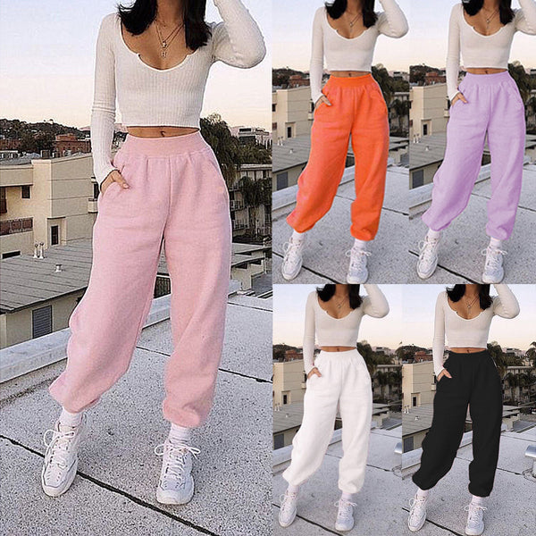 High Waist Elasticated Loose Sweat Pants