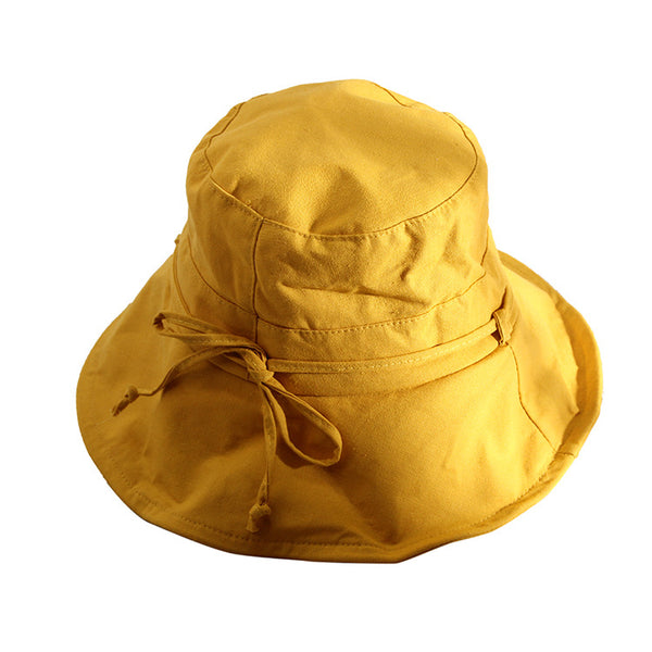 Women Solid Colored Cotton And Linen Basin Folding Hat