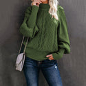 Mid Neck Loose Knit Solid Color Sweater