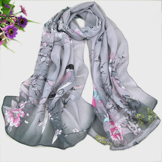 Buy gray Women Chiffon Printed Scarf