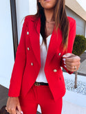 Metal Buckle Double Breasted Blazer