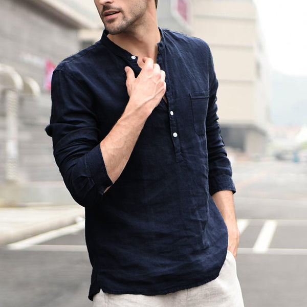 Men Button Linen Shirt