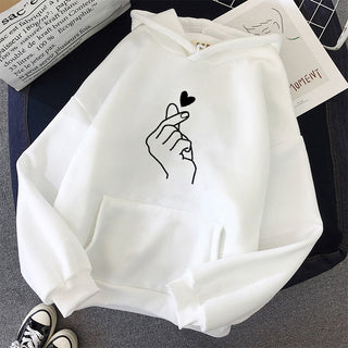 Printed Hand and Heart Tracing Fleece Hoodie