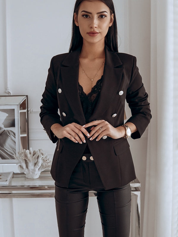 Metal Buckle Double Breasted Blazer