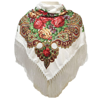 Buy white Women Ethnic Style Baotou Scarf Shawl