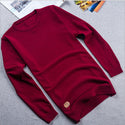 Men Solid Colored Round Neck Sweater