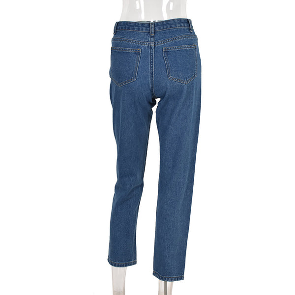 Women High-waist Strap Jeans