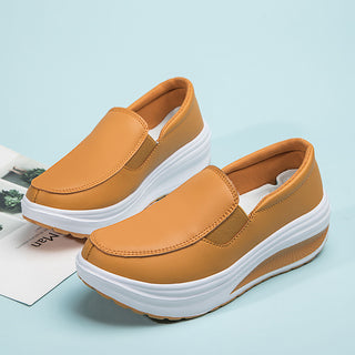 Buy yellow Platform Loafers Chunky Heel Flat Sneakers