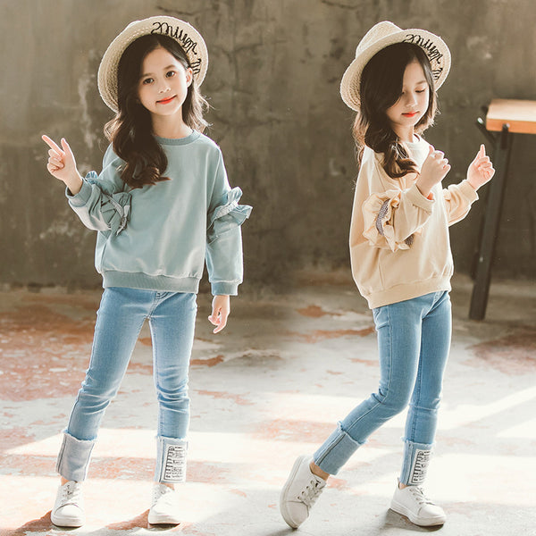 Two-Piece Pullover Sweater and Jeans