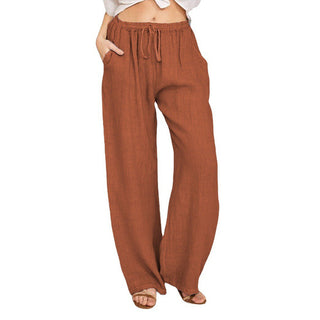 Buy orange Elastic Waist Loose Jogger Pants With Pockets