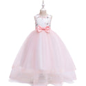 Girls Embroidered Net Yarn Long Skirt Dress