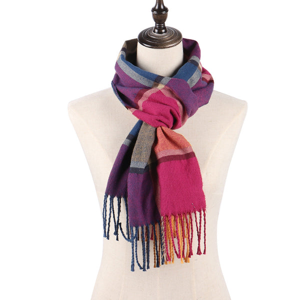 Unisex Thick Plaid Cotton Scarf