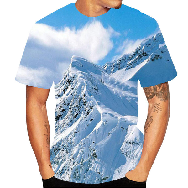 Men's 3D Snow Mountain Print T-Shirt