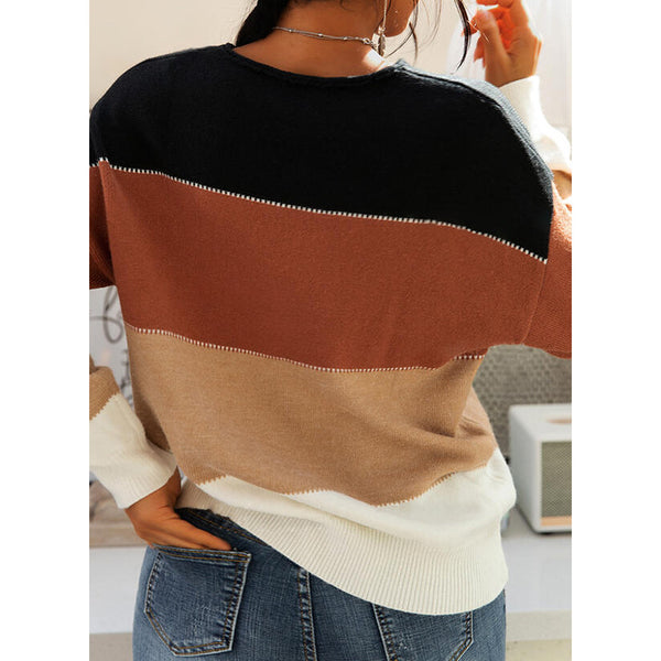 Long-Sleeved Round Neck Knitted Sweater