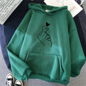 Printed Hand and Heart Tracing Fleece Hoodie