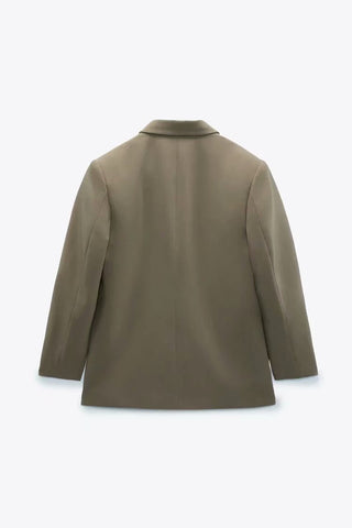 Buy khaki Women Loose Double-breasted Blazer