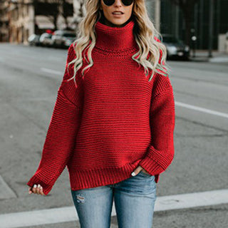 Buy red Thick Long Sleeve Pullover Sweater