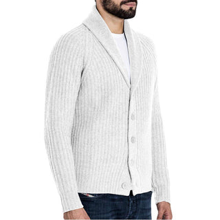 Buy white Men Long Sleeve Cardigan Knitted Sweater