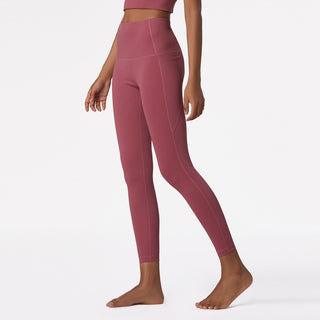 Buy pink High Waist Side Pocket Nylon Leggings