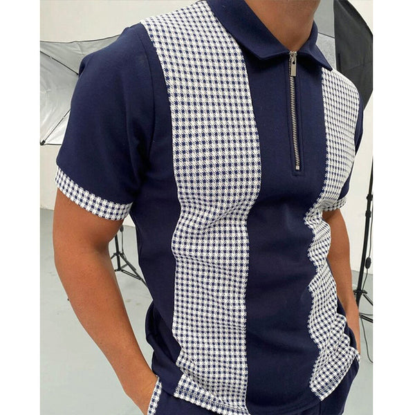 Men Short-Sleeved Patterned Polo T-Shirt