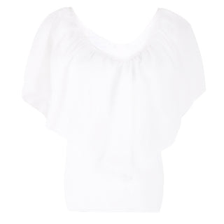 Buy white Chiffon Bat Sleeve Stitching T-Shirt Shawl Top