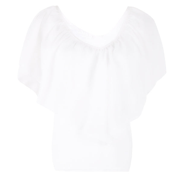 Chiffon Bat Sleeve Stitching T-Shirt Shawl Top