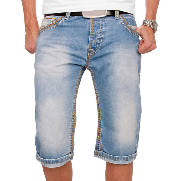 Men Casual Fashion Fold Pockets Denim Pants