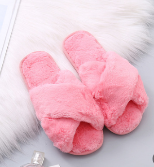 Buy light-pink Cross Strapped Plush Slip-on Comfort Shoes