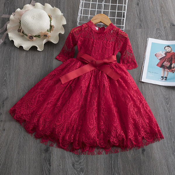 Girls Spring And Autumn Lace Dress