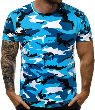 Crew Neck Tight Camouflage Casual Sports Men's T-shirt