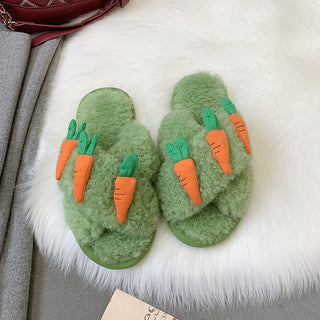 Buy green Fruit Cross Strapped Plush Slip-on Comfort Shoes