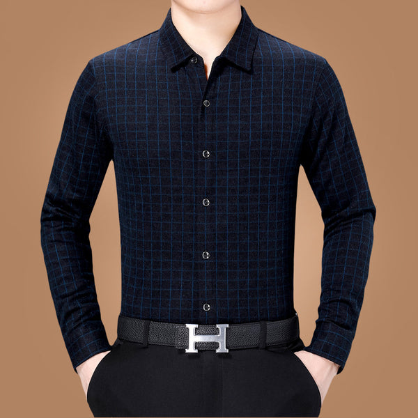 Men Business Casual Plaid Shirt