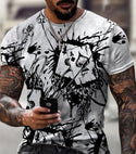 Men Digital Printing Letter Short-sleeved T-shirt