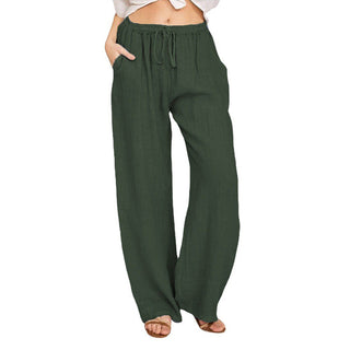 Buy green Elastic Waist Loose Jogger Pants With Pockets